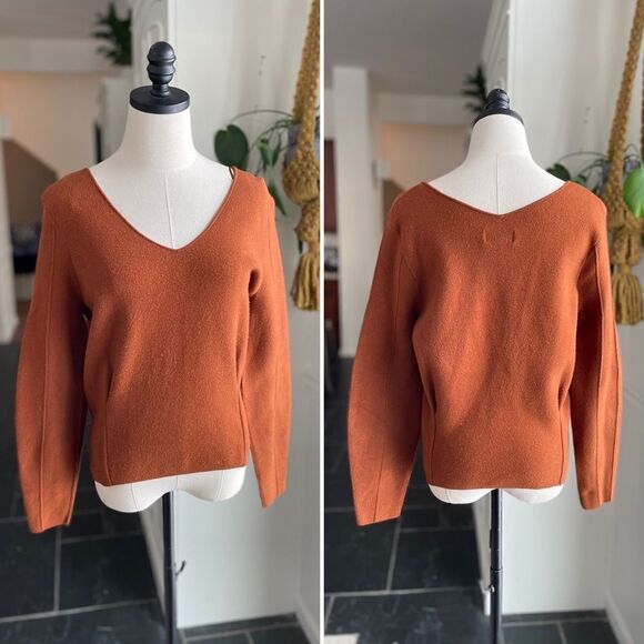 Maeve Anthropologie Lupita V-Neck Sweater Warm Brown M - Picture 2 of 9
